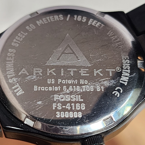 FOSSIL ARKITEKT FS-4166 All Black Real Diamond Stainless Steel Dress Watch/Used - Picture 12 of 12